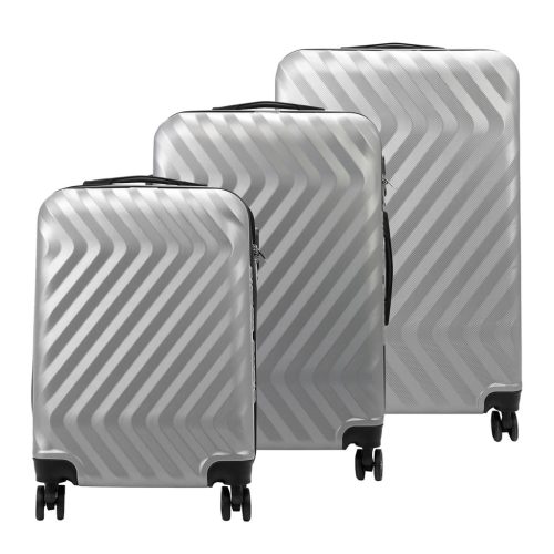 Pierre Cardin MED12 ezüst abs 3 db-os bőrönd szett 58, 68, 78 cm