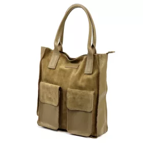   Angelo 01-001-2 taupe női bőr kézitáska, válltáska 30 x 40 x 14 cm