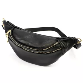   Luka 24-017 M  fekete női bőr oldaltáska, crossbody, övtáska 33 x 15 x 9 cm