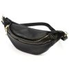 Luka 24-017 M  fekete női bőr oldaltáska, crossbody, övtáska 33 x 15 x 9 cm