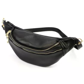   Luka 24-017 M  fekete női bőr oldaltáska, crossbody, övtáska 33 x 15 x 9 cm