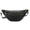 Luka 24-017 M  fekete női bőr oldaltáska, crossbody, övtáska 33 x 15 x 9 cm