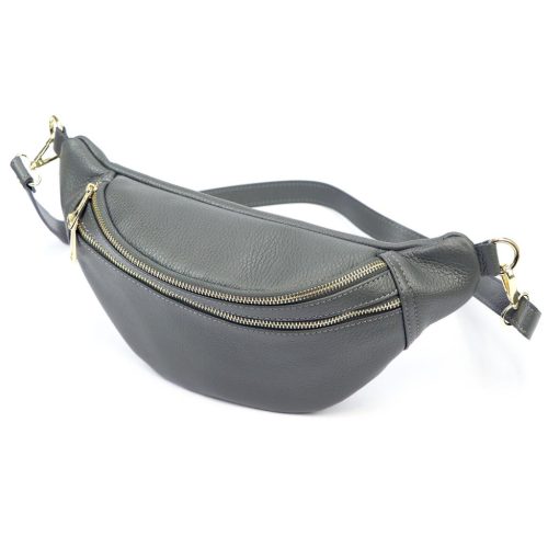 Luka 24-017 M  szürke női bőr oldaltáska, crossbody, övtáska 33 x 15 x 9 cm