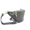 Luka 24-017 M  szürke női bőr oldaltáska, crossbody, övtáska 33 x 15 x 9 cm