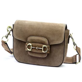   Luka taupe velúr női bőr válltáska, crossbody 24 x 17 x 9 cm