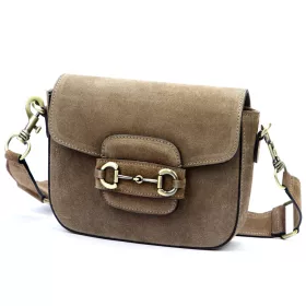   Luka taupe velúr női bőr válltáska, crossbody 24 x 17 x 9 cm