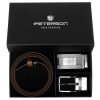 Peterson PTN KL-B007-S001 BLACK-BROWN férfi marhabőr ajándék szett