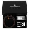 Peterson PTN KL-B007-S001 fekete-konyakbarna cserélhető csatos bőr öv szett 105 cm