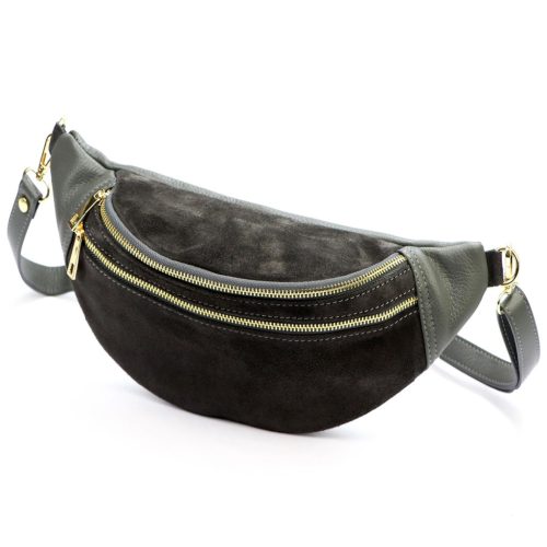 Luka 24-017-01 szürke női bőr övtáska, crossbody 37 x 22 x 11 cm