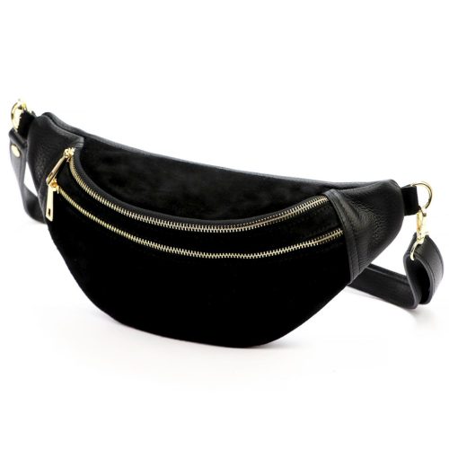 Luka 24-017-01 fekete női bőr övtáska, crossbody 37 x 22 x 11 cm