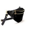 Luka 24-017-01 fekete női bőr övtáska, crossbody 37 x 22 x 11 cm