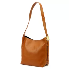   Luka DOLLARO cognac barna női bőr válltáska, oldaltáska 26 x 28 x 14 cm