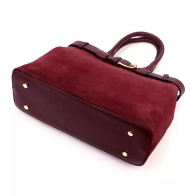  Luka 24-053 bordó női velúr bőr kézitáska, oldaltáska 34 x 23 x 14 cm