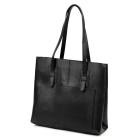   Luka DOLLARO fekete női bőr kézitáska, válltáska 36 x 34 x 13 cm