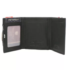   Peterson PTN G710-GKA fekete férfi bőr pénztárca 9 × 10 × 3 cm