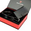 Pierre Cardin ZG-3-326A-FWJ fekete férfi bőr pénztárca-öv ajándék szett 120 cm