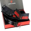 Pierre Cardin ZG-3-326A-FWJ fekete férfi bőr pénztárca-öv ajándék szett 120 cm