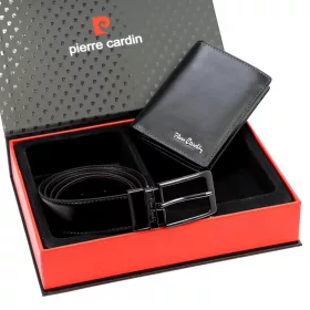   Pierre Cardin ZG-4-326-FWJ férfi marhabőr ajándék szett 130 cm övvel