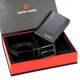   Pierre Cardin ZG-4-326-FWJ férfi marhabőr ajándék szett 130 cm övvel