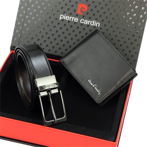 Pierre Cardin ZG-2-324-FWJ fekete férfi marhabőr ajándék szett