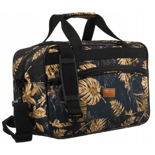Rovicky R-TL15608 fekete levél mintás Wizz Air, Ryanair kabintáska, utazótáska 40 x 25 x 20 cm