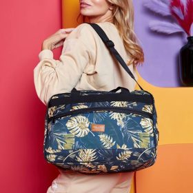   Rovicky R-TL15608 fekete levél mintás Wizz Air, Ryanair kabintáska, utazótáska 40 x 25 x 20 cm