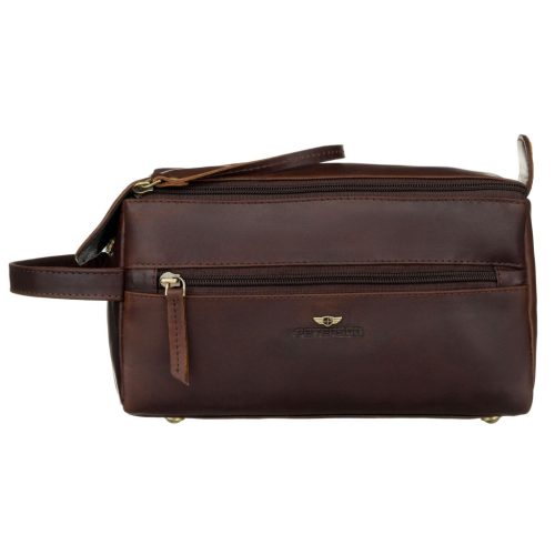 Peterson PTN 4063-OPU barna férfi bőr kozmetikai táska 25 x 15 x 12 cm