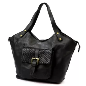   VS 016 fekete női bőr kézitáska, válltáska, oldaltáska 45 x 32 x 15 cm