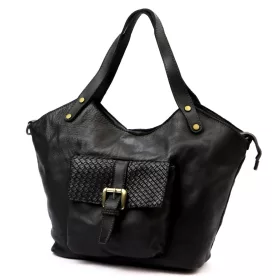   VS 016 fekete női bőr kézitáska, válltáska, oldaltáska 45 x 32 x 15 cm