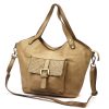 VS 016 homokszínű női bőr válltáska, shopper táska 45 x 32 x 15 cm 
