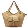 VS 016 homokszínű női bőr válltáska, shopper táska 45 x 32 x 15 cm 