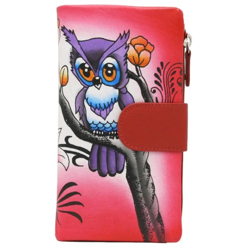 Cavaldi N14-SPW OWL piros női bőr pénztárca 10 x 18 x 3 cm