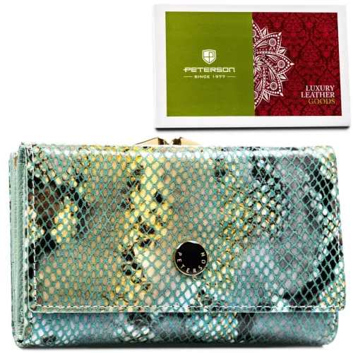 Peterson PTN 42108-SFL zöld női bőr pénztárca 14 x 9 x 3.5 cm