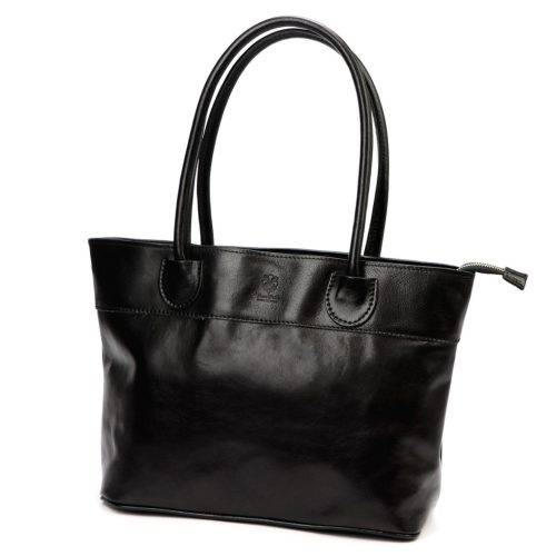 Florence 12 TAMP fekete női bőr válltáska, shopper 41 x 27 x 14 cm