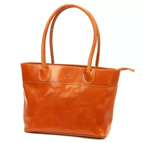   Florence 12 TAMP konyakbarna női bőr válltáska, shopper 41 x 27 x 14 cm