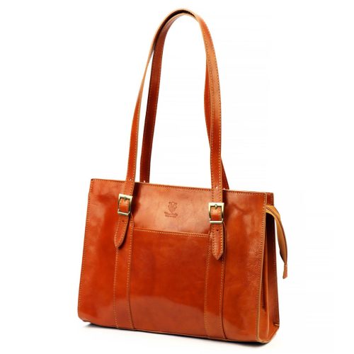 Florence 54 konyak női bőr válltáska 36 x 27 x 12 cm