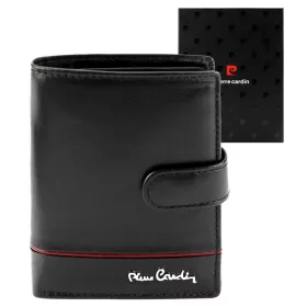   Pierre Cardin YS605 326A fekete-piros férfi bőr pénztárca 10.5 x 13 x 3 cm