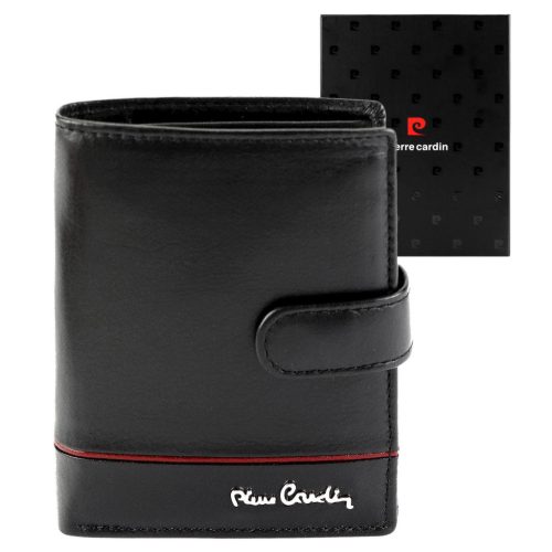 Pierre Cardin YS605 326A fekete-piros férfi bőr pénztárca 10.5 x 13 x 3 cm 