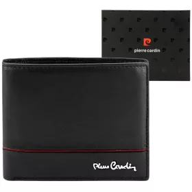   Pierre Cardin YS605 324 fekete-piros férfi bőr pénztárca 12 x 10 x 3 cm