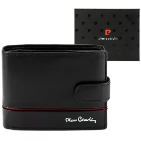   Pierre Cardin YS605 324A fekete-piros férfi bőr pénztárca 12.5 x 10 x 3 cm