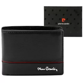   Pierre Cardin YS605 323 fekete-piros férfi bőr pénztárca 11 x 8.5 x 2.8 cm