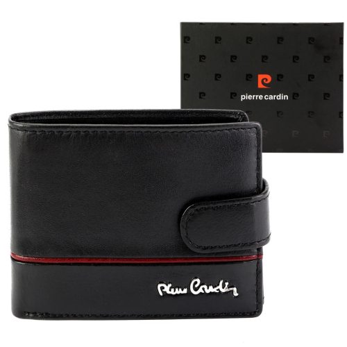 Pierre Cardin YS605 323A fekete-piros férfi bőr pénztárca 11.5 x 8.5 x 2.8 cm