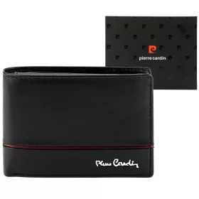   Pierre Cardin YS605 8806 fekete-piros férfi bőr pénztárca 12 x 9.5 x 3 cm