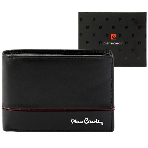 Pierre Cardin YS605 8806 fekete-piros férfi bőr pénztárca 12 x 9.5 x 3 cm 