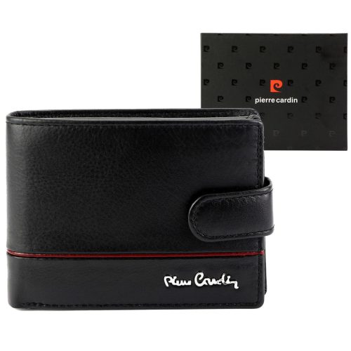 Pierre Cardin YS605 8806A fekete-piros férfi bőr pénztárca 12.5 x 9.5 x 3 cm 
