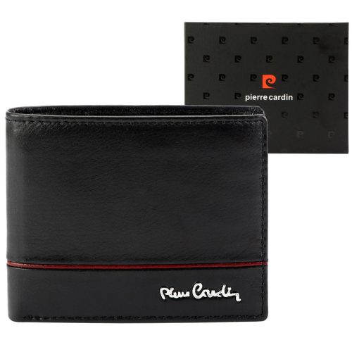 Pierre Cardin YS605 8825 fekete-piros férfi bőr pénztárca 11 x 9 x 2.8 cm 