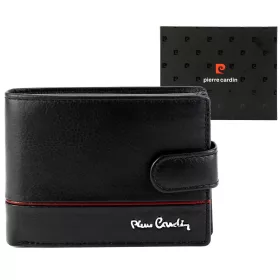   Pierre Cardin YS605 8825A fekete-piros férfi bőr pénztárca 11.5 x 9 x 2.8 cm