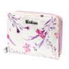 Eslee 6028 lila-fehér mintás női rostbőr pénztárca 11 x 8.5 x 3.5 cm