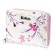 Eslee 6028 lila-fehér mintás női rostbőr pénztárca 11 x 8.5 x 3.5 cm