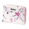 Eslee 6028 lila-fehér mintás női rostbőr pénztárca 11 x 8.5 x 3.5 cm